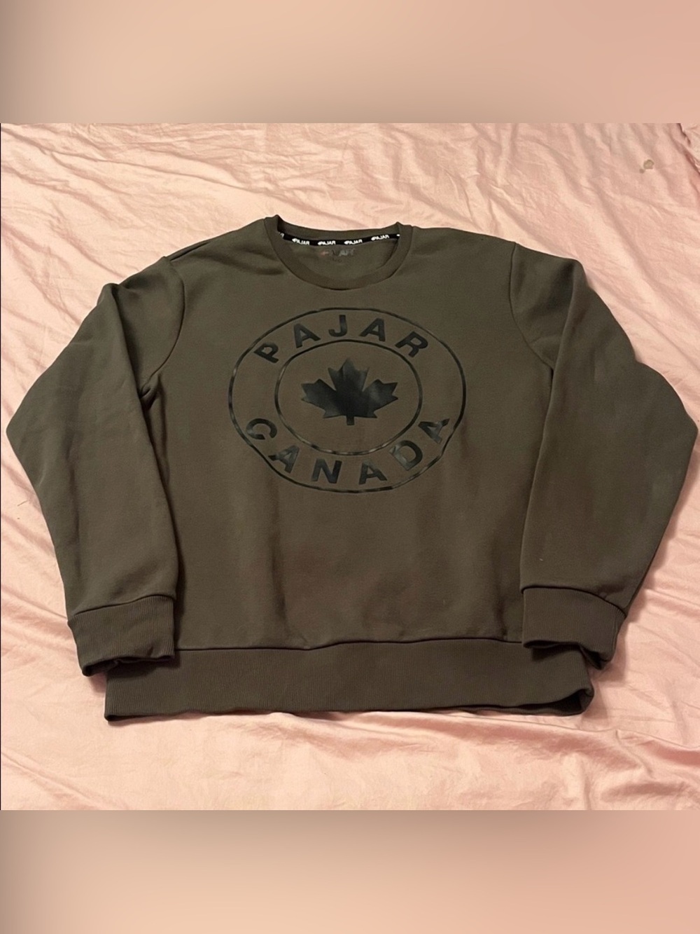 Pajar Canada Men's Olive geeen Crewneck with Embossed Logo SZ L